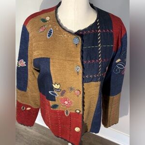 VTG Koret City Blues Patchwork Denim Embroidered Jacket Medium Cottagecore retro